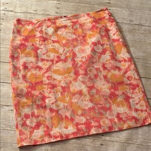 Talbots Coral & Mustard Watercolor Mini Skirt